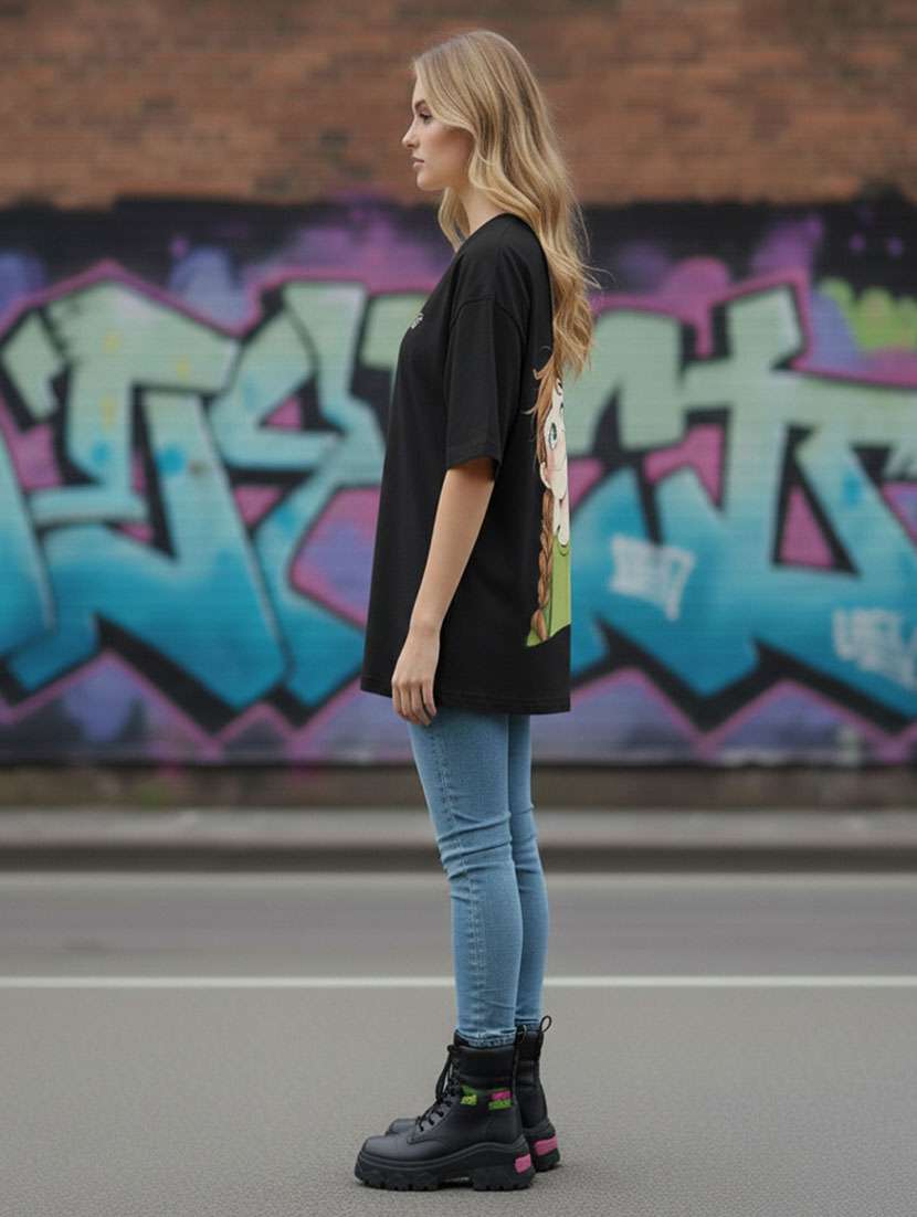 women printed short sleeve oversized t-shirt - 22373464 -  Standard Image - 2