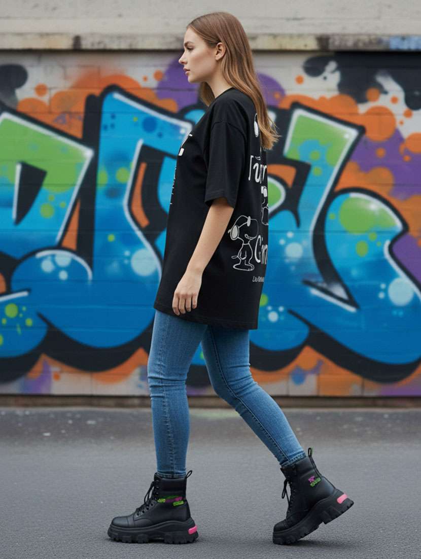 women printed short sleeve oversized t-shirt - 22373468 -  Standard Image - 2