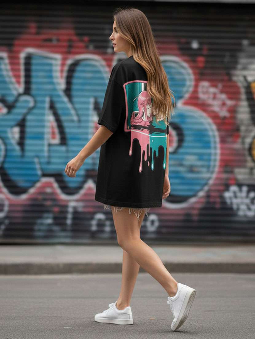 women printed short sleeve oversized t-shirt - 22373470 -  Standard Image - 2