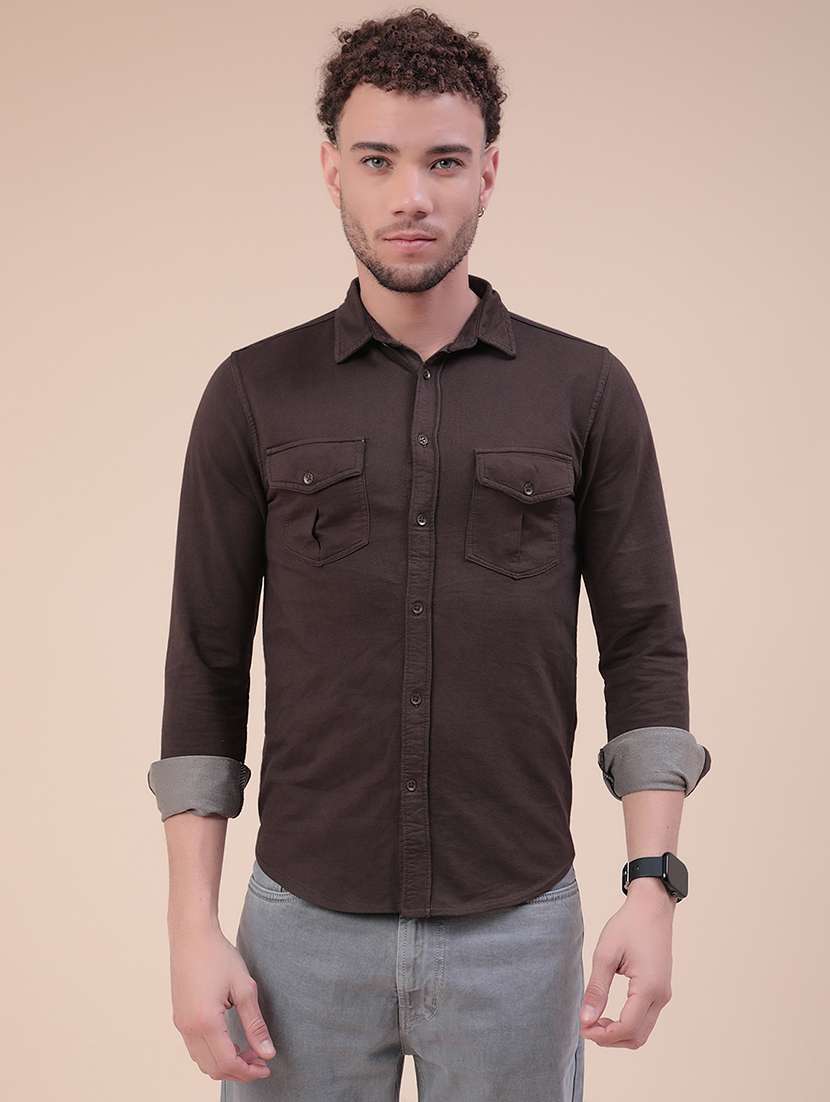 men solid long sleeve slim fit casual shirt - 22373746 -  Standard Image - 2