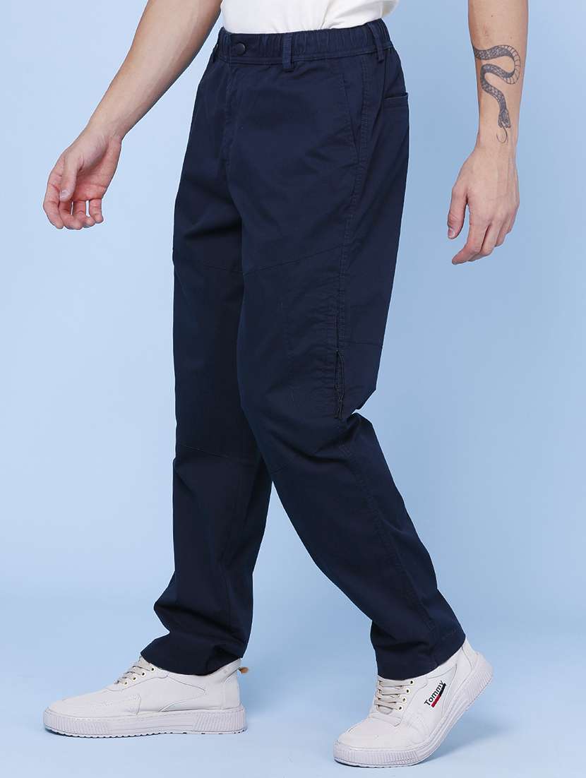 Men Solid Mid Rise Regular Fit Cargo - 22374057 -  Standard Image - 2