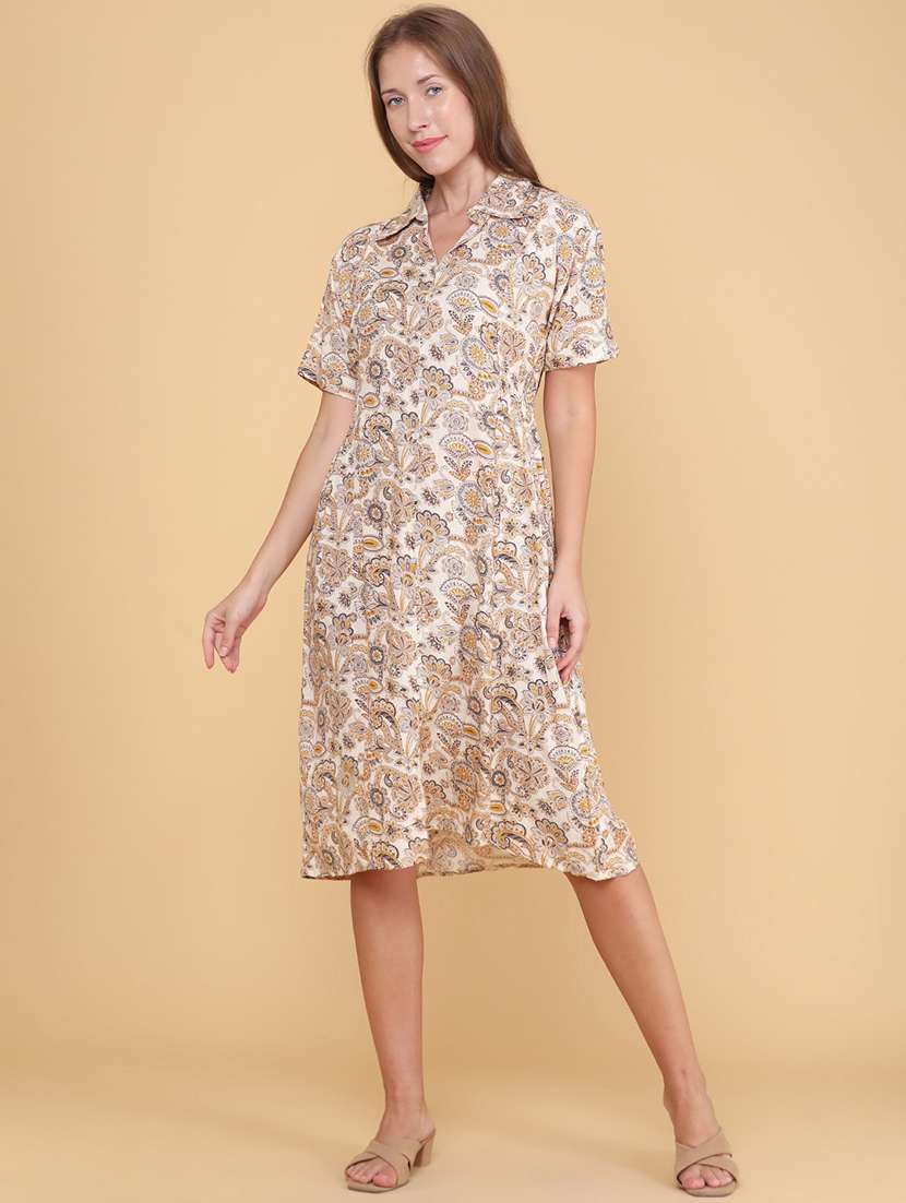 women printed short sleeves a-line dress - 22374082 -  Standard Image - 2