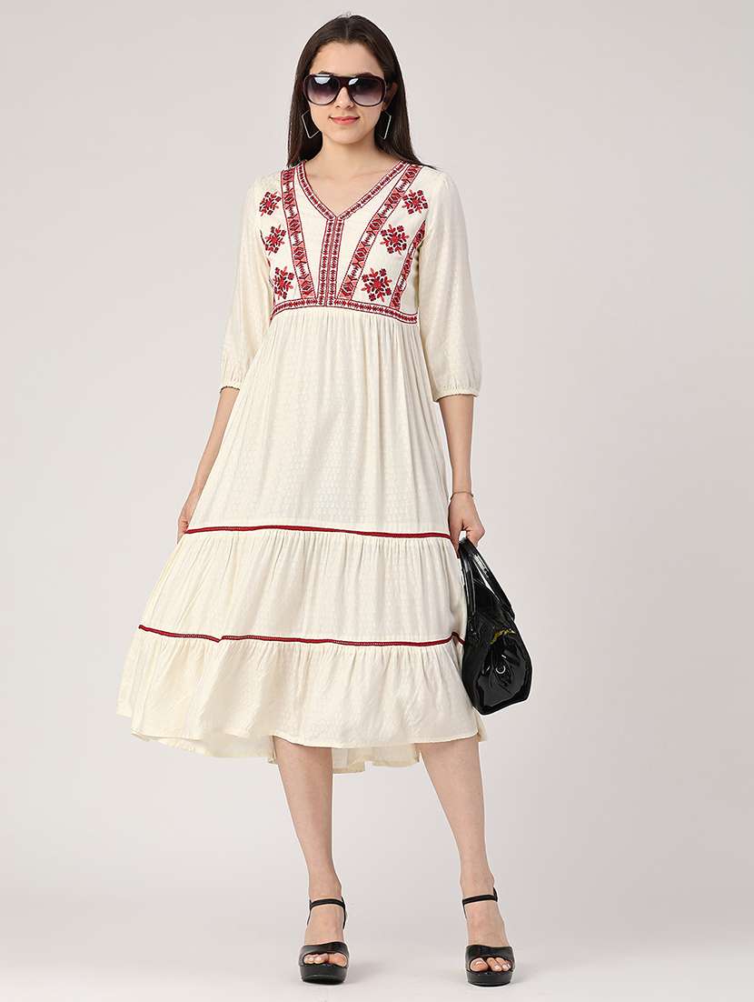 off white cotton tiered  dress
