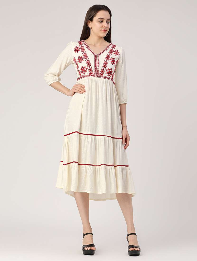 off white cotton tiered  dress - 22374085 -  Standard Image - 2