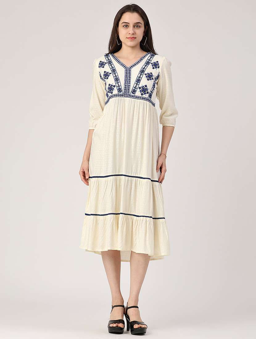 off white cotton tiered  dress - 22374086 -  Standard Image - 2