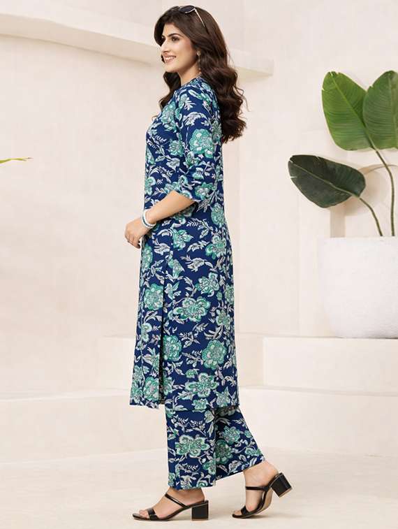 women floral three quarter sleeve ethnic co-ord set - 22374117 -  Standard Image - 2