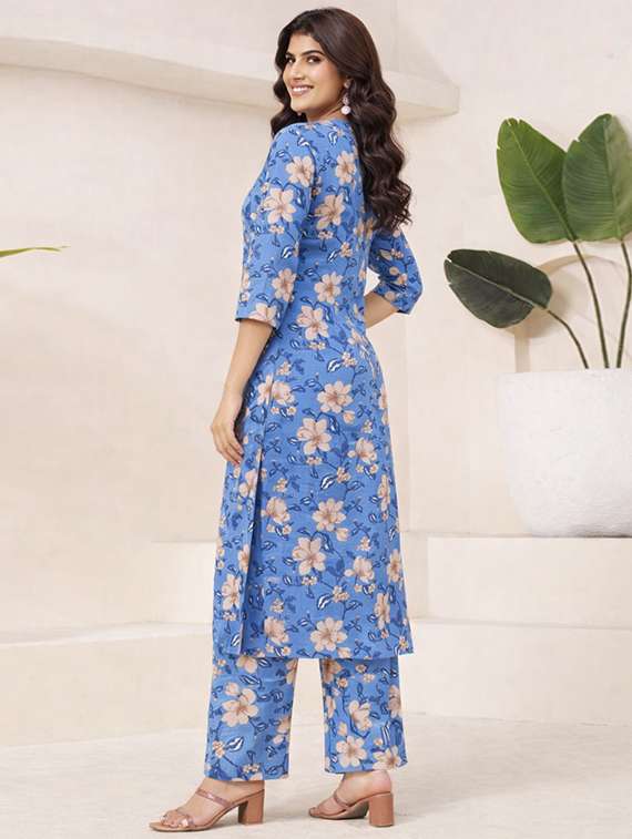 women floral three quarter sleeve ethnic co-ord set - 22374121 -  Standard Image - 2