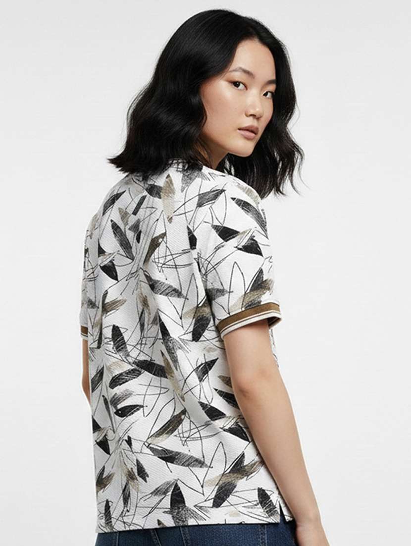 women printed short sleeve oversized polo t-shirt - 22374147 -  Standard Image - 2