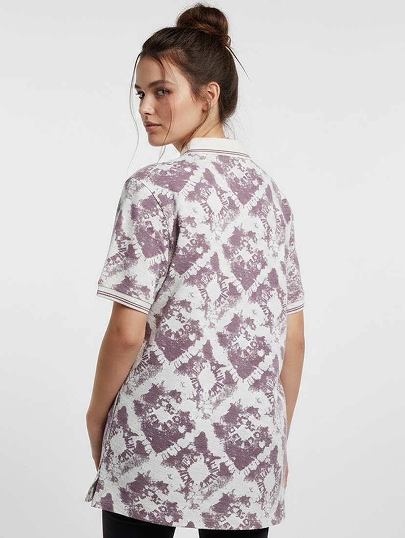 women printed short sleeve oversized polo t-shirt - 22374152 -  Standard Image - 2