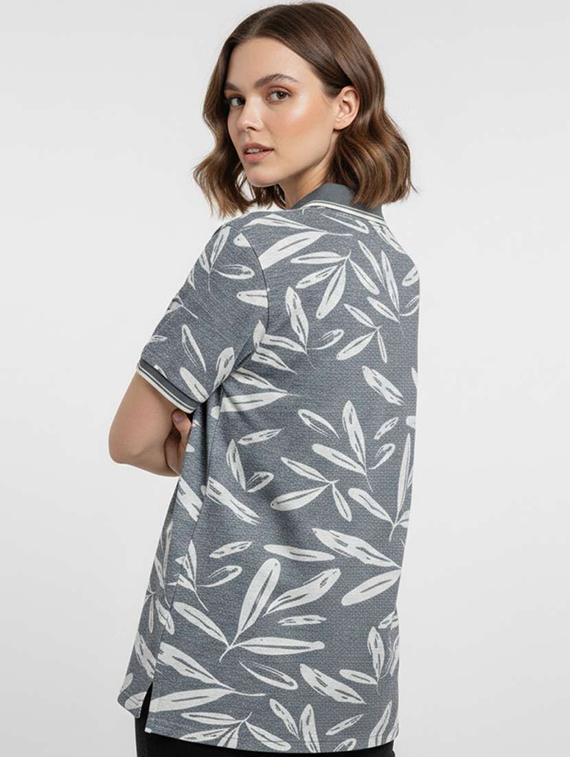 women printed short sleeve oversized polo t-shirt - 22374156 -  Standard Image - 2