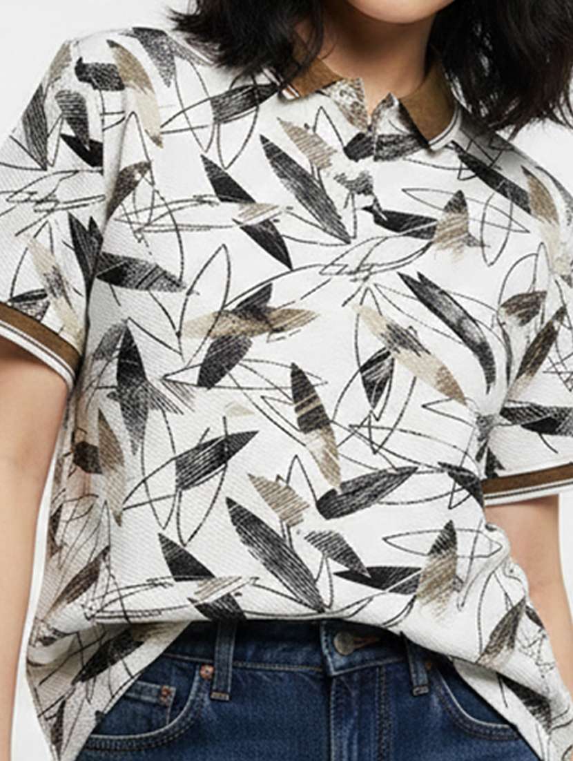 women printed short sleeve oversized polo t-shirt - 22374167 -  Standard Image - 2