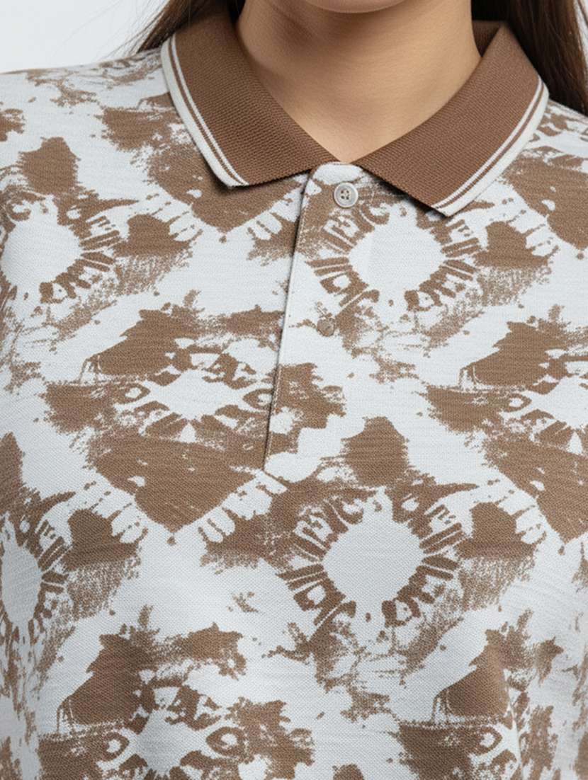 women printed short sleeve oversized polo t-shirt - 22374171 -  Standard Image - 2