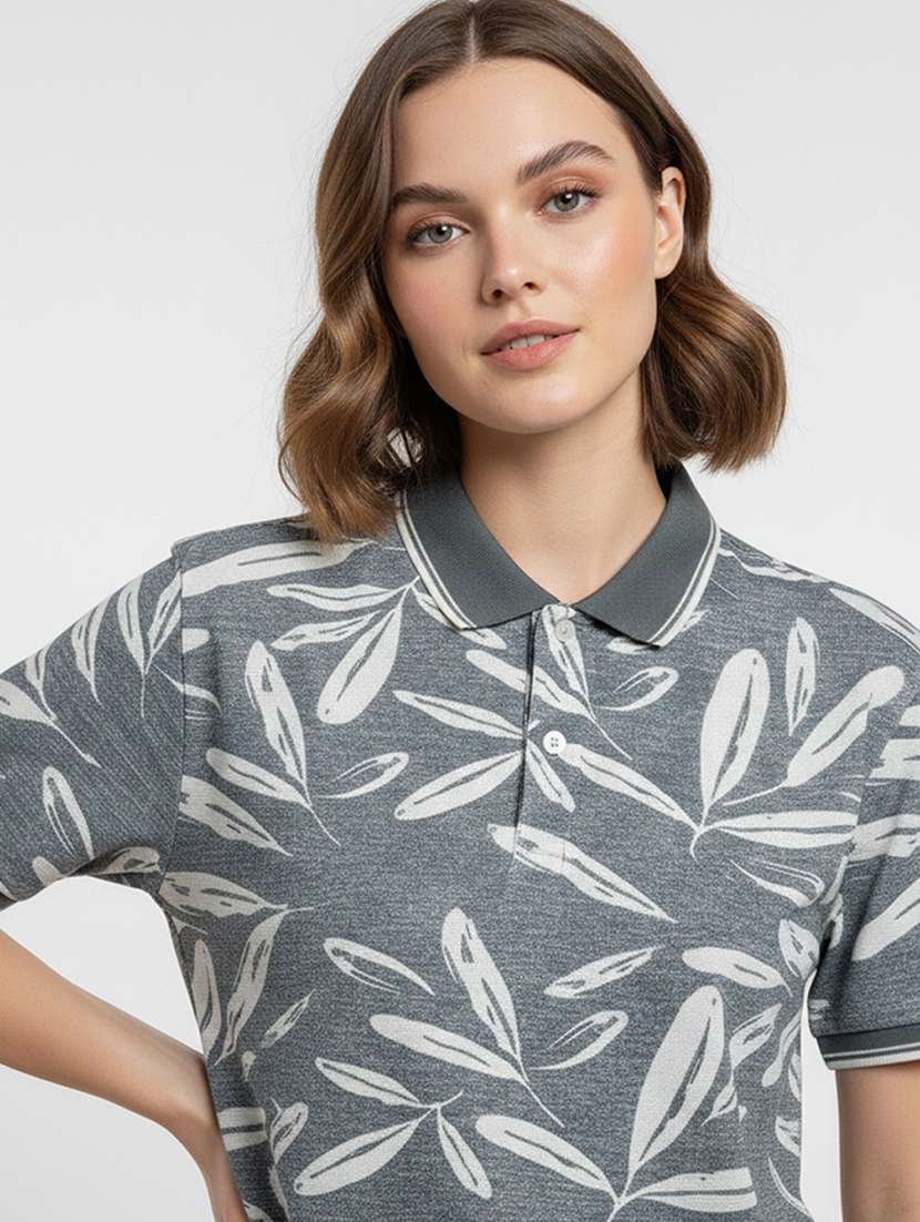 women printed short sleeve oversized polo t-shirt - 22374176 -  Standard Image - 2