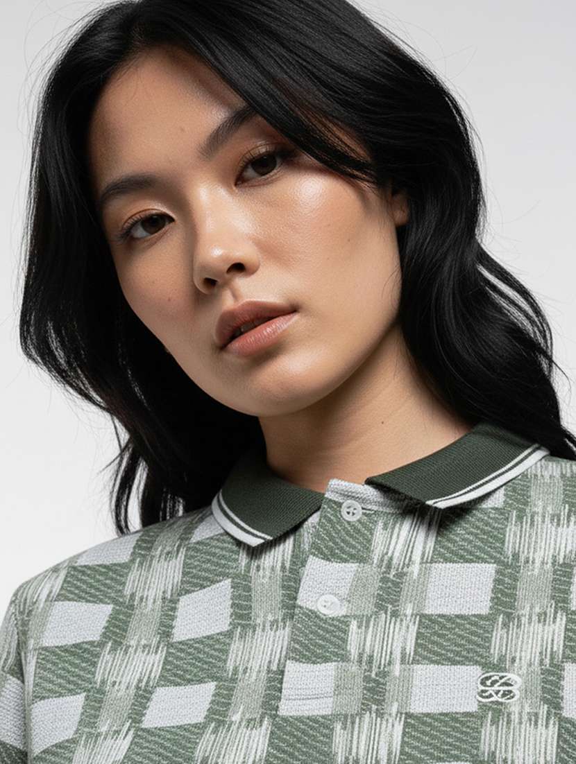 women printed short sleeve oversized polo t-shirt - 22374179 -  Standard Image - 2