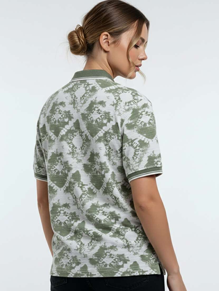 women printed short sleeve oversized polo t-shirt - 22374190 -  Standard Image - 2