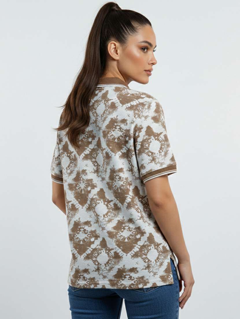 women printed short sleeve oversized polo t-shirt - 22374191 -  Standard Image - 2