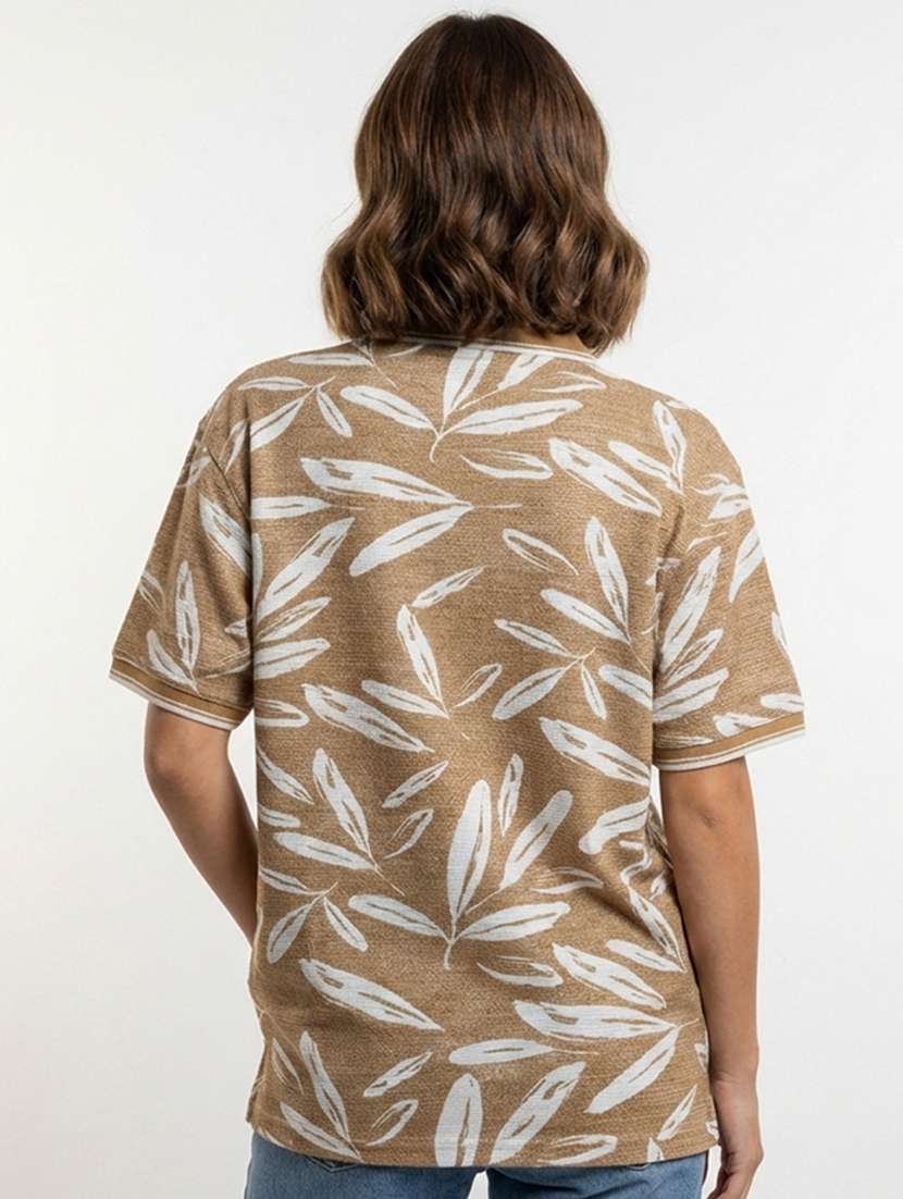 women printed short sleeve oversized polo t-shirt - 22374194 -  Standard Image - 2