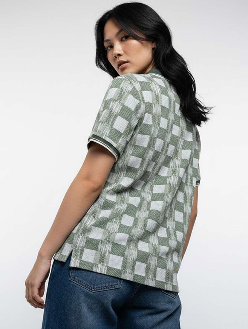 women printed short sleeve oversized polo t-shirt - 22374199 -  Standard Image - 2