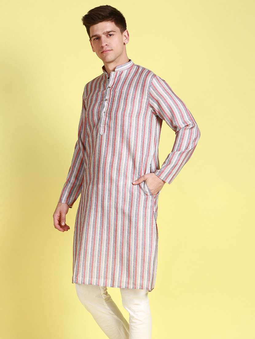men striped kurta and churidar set - 22374280 -  Standard Image - 2