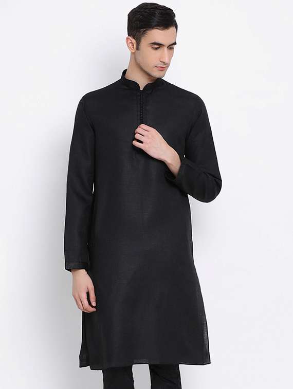 men solid kurta and churidar set
