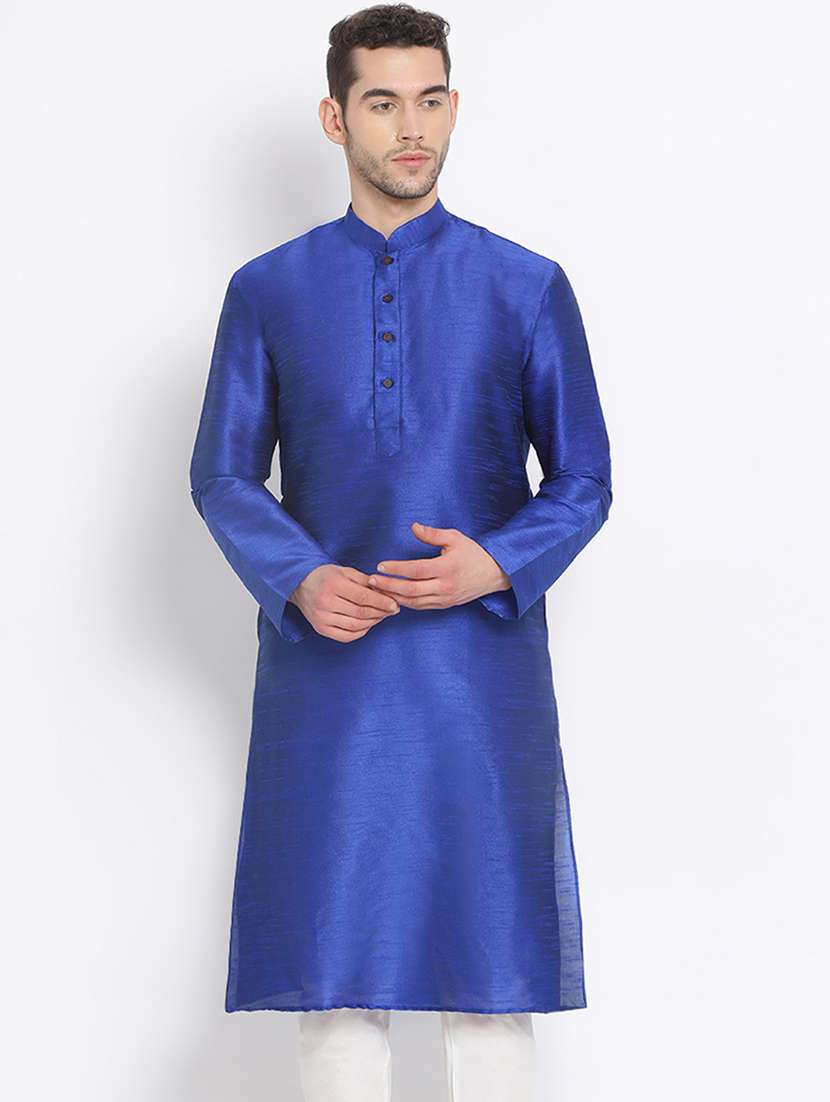 men solid kurta and churidar set