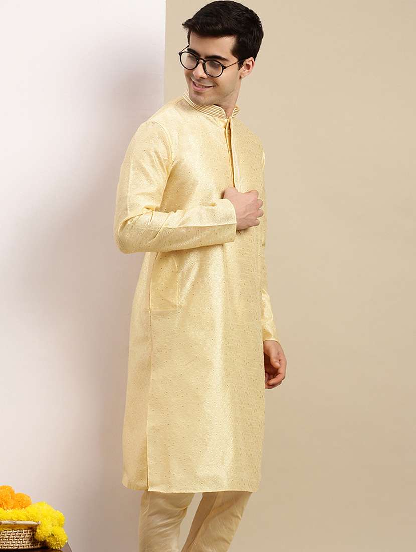 men self design mandarin neck long kurta - 22374418 -  Standard Image - 2