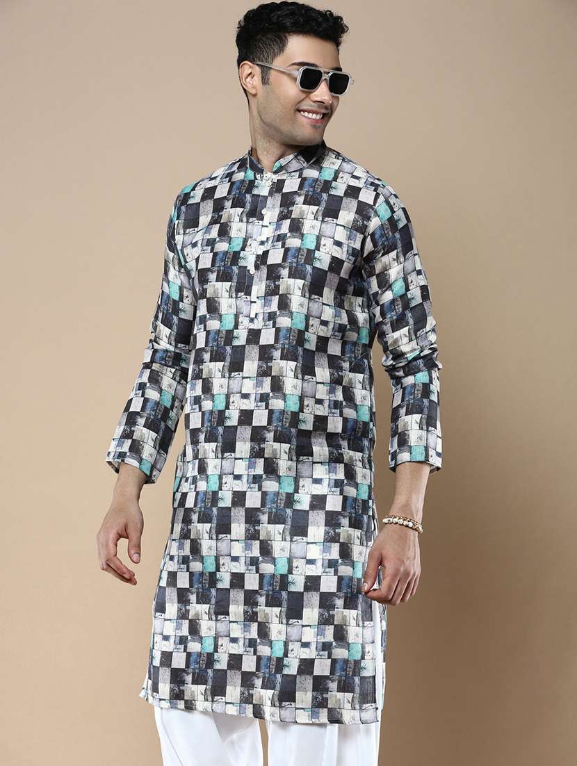 men mandarin neck long sleeve kurta - 22374515 -  Standard Image - 2