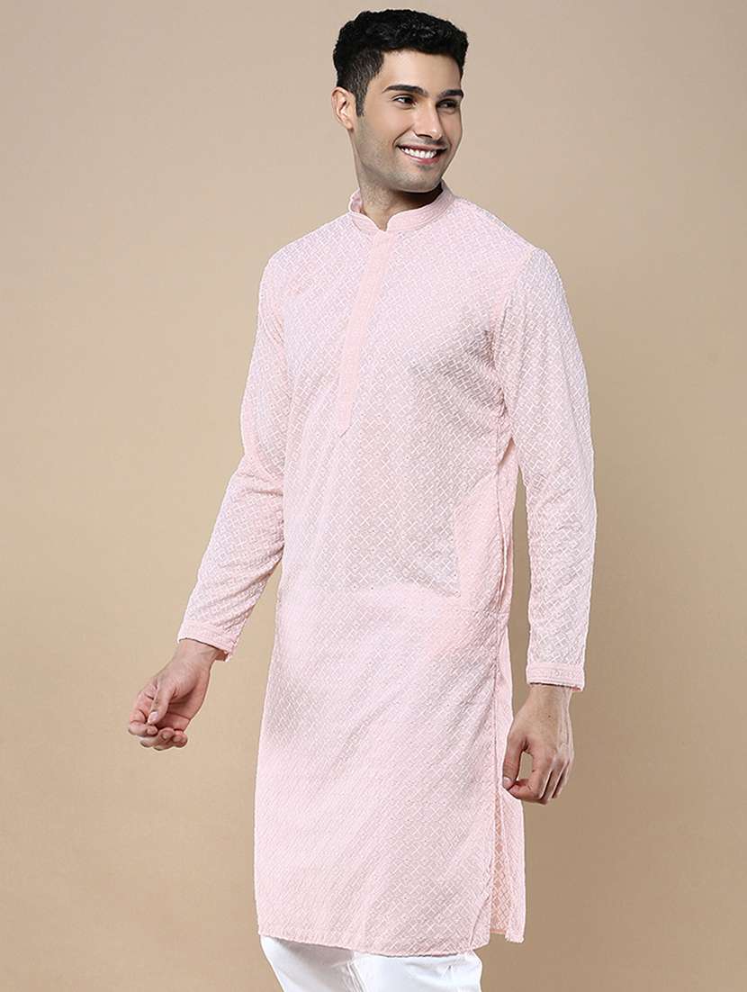 men mandarin neck long sleeve kurta - 22374524 -  Standard Image - 2