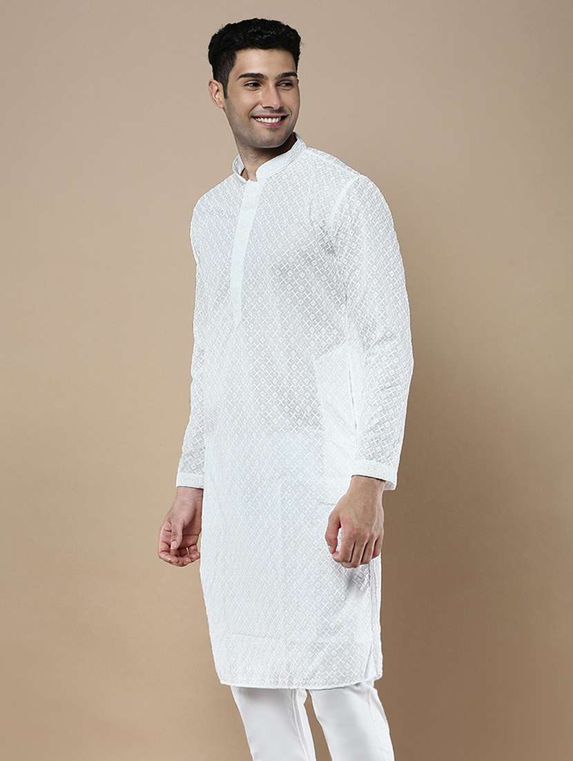 off white cotton long  kurta - 22374537 -  Standard Image - 2