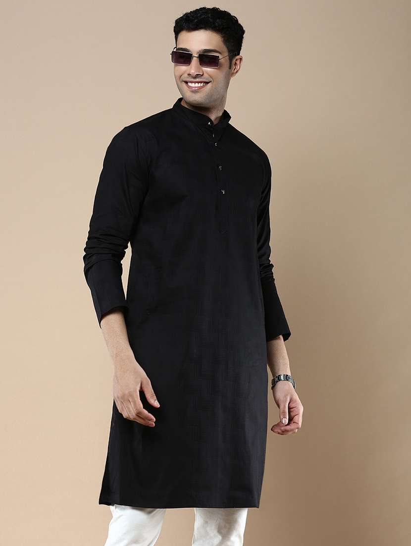 men mandarin neck long sleeve kurta - 22374546 -  Standard Image - 2