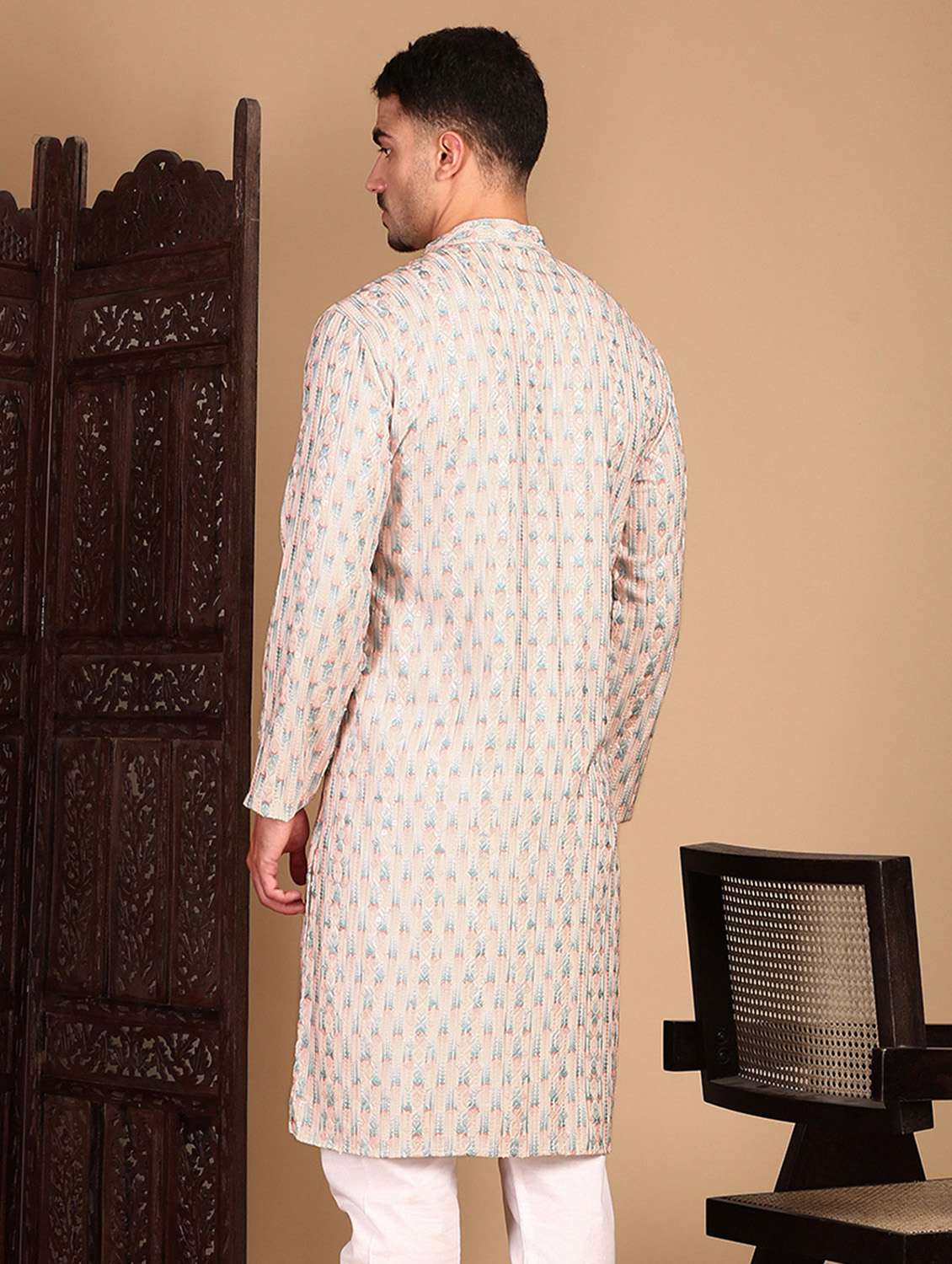 men self design long sleeve kurta - 22374565 -  Standard Image - 2