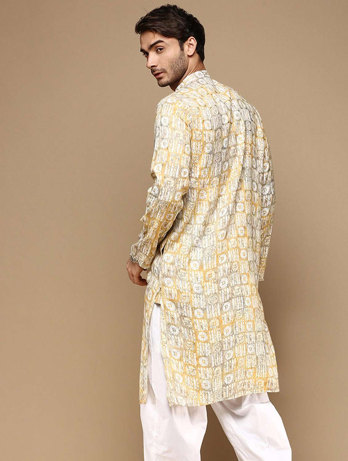 men printed long sleeve kurta - 22374625 -  Standard Image - 2