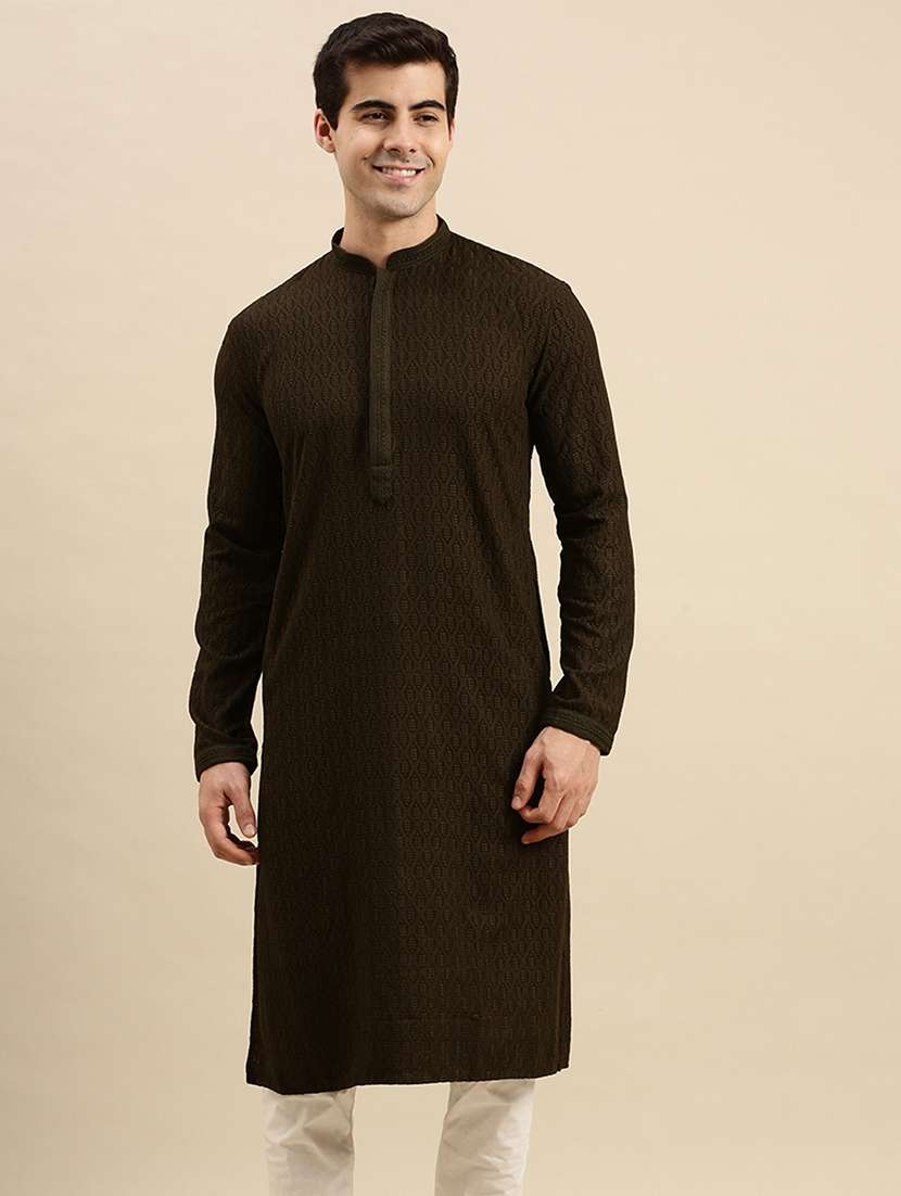 men long sleeves kurta and churidar set - 22374878 -  Standard Image - 2