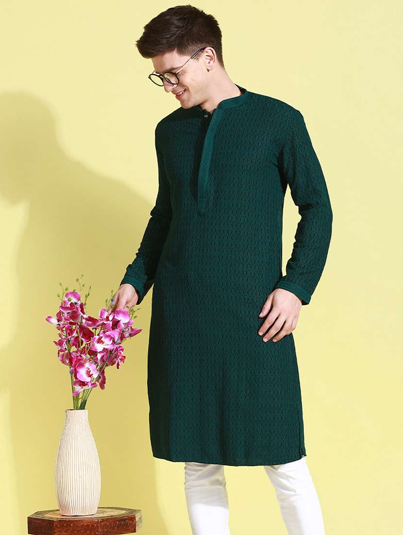 men long sleeves kurta and churidar set