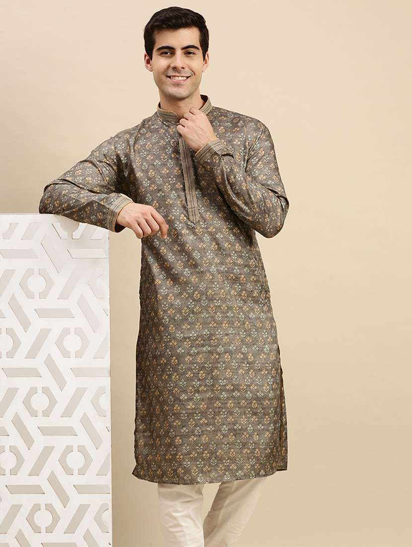 men long sleeve kurta and churidar set - 22375015 -  Standard Image - 2