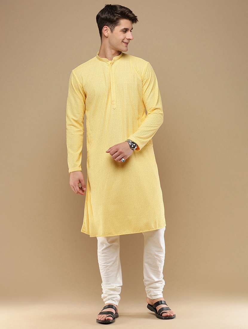 men long sleeve kurta and churidar set - 22375094 -  Standard Image - 2