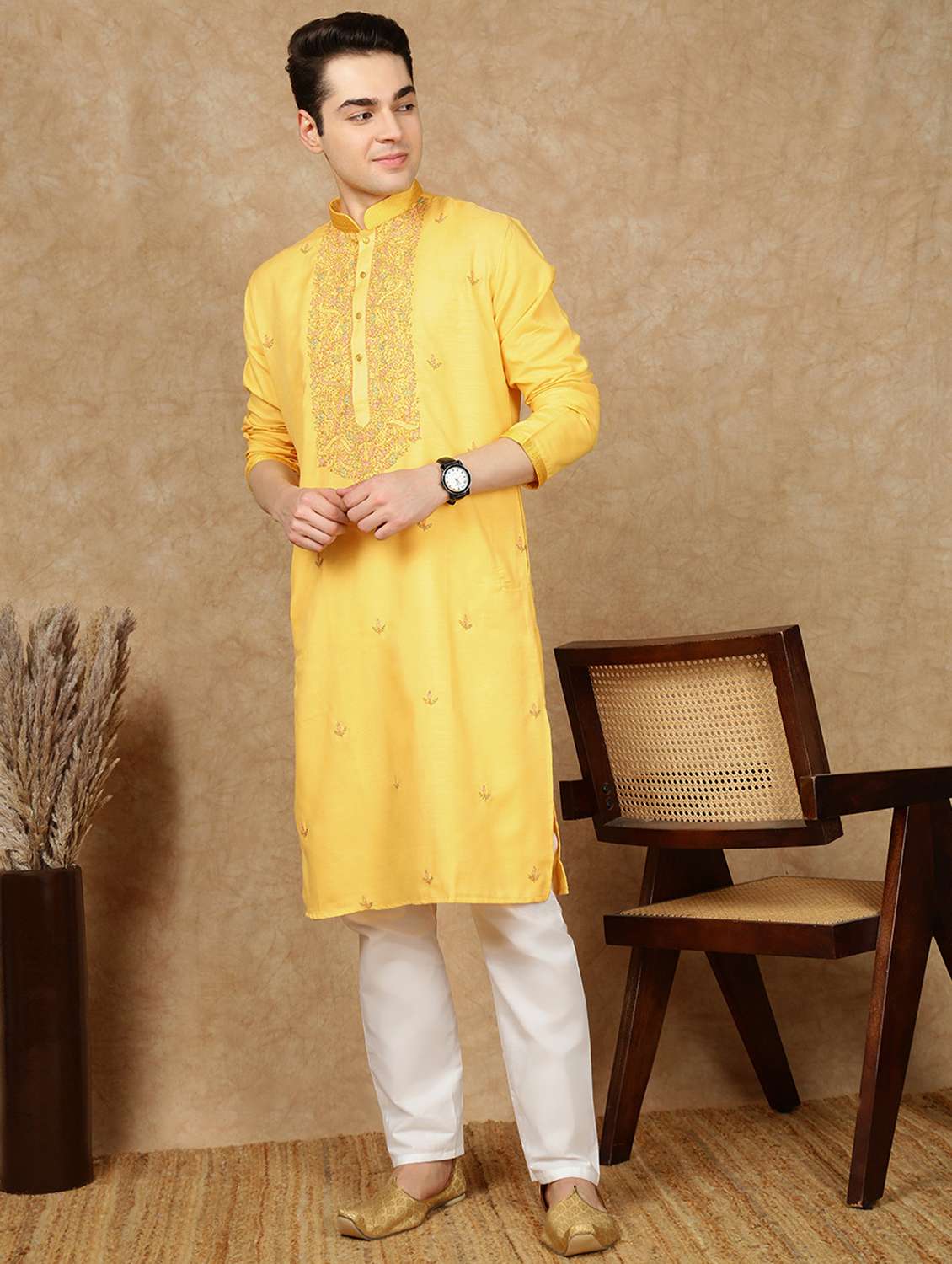 men long sleeve kurta and pyjama set - 22375145 -  Standard Image - 2