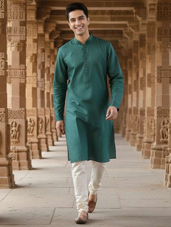 men long sleeve kurta and churidar set