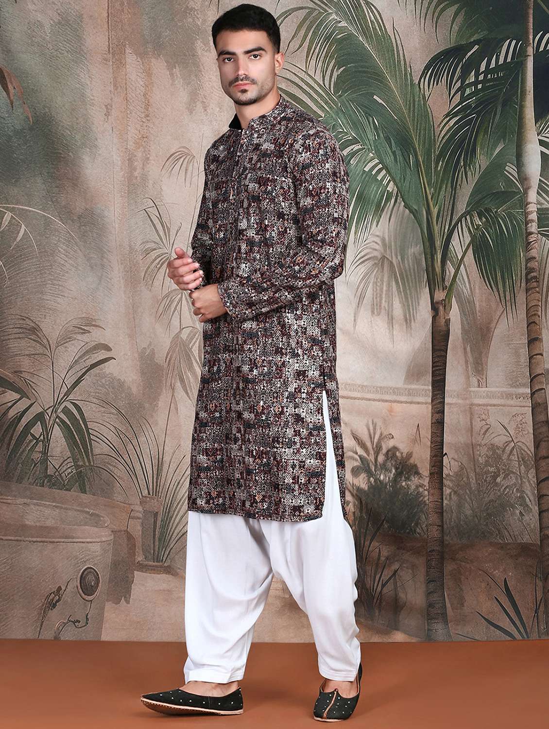 men long sleeve kurta and salwar set