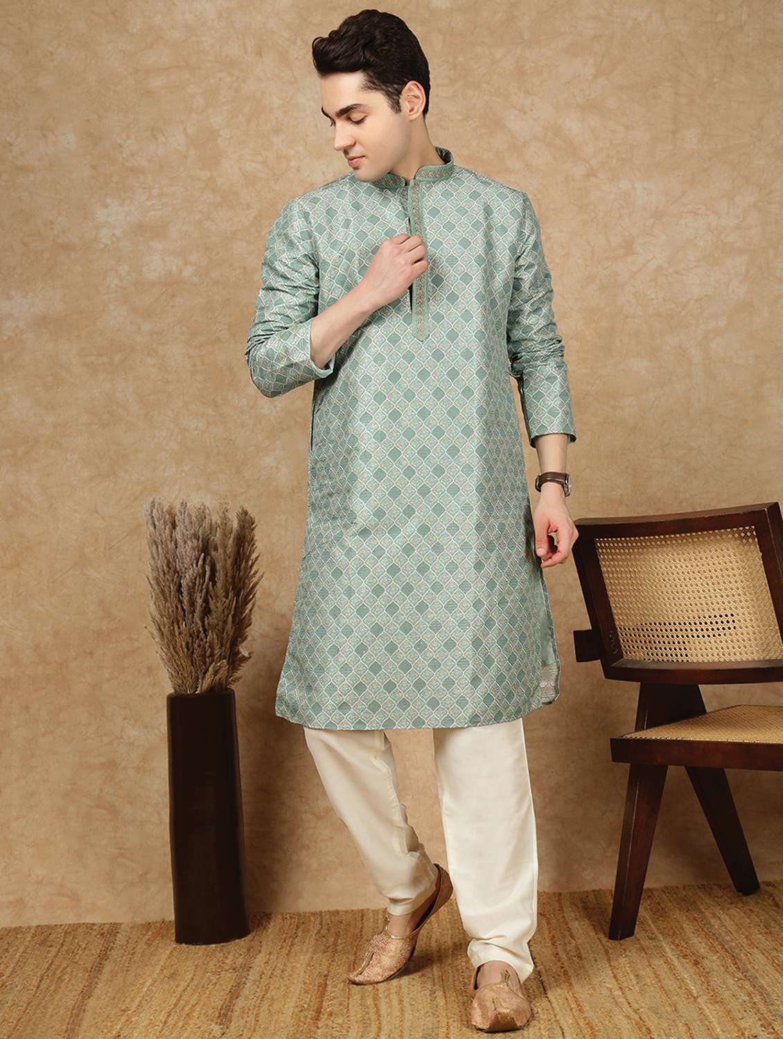 men long sleeve kurta and salwar set