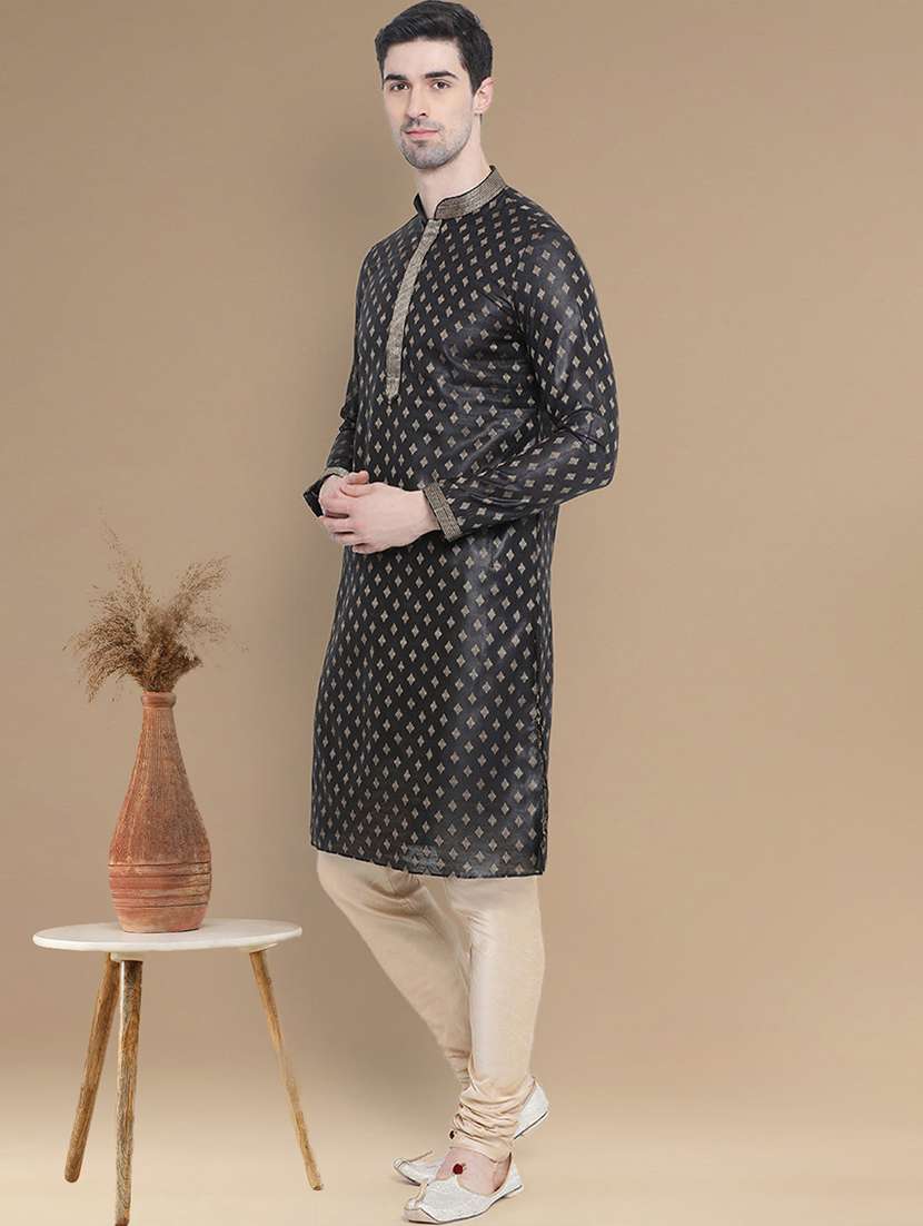 men self designed long sleeve kurta and pyjama set - 22375398 -  Standard Image - 2