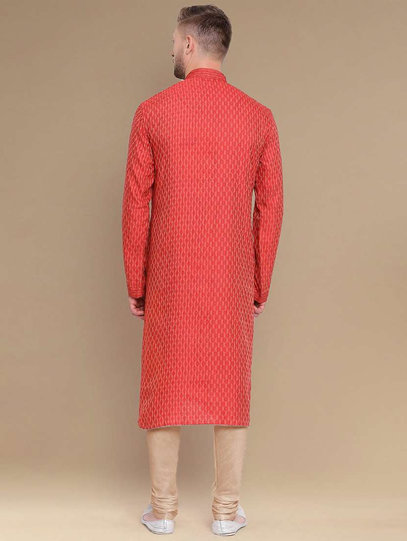 red fur kurta pyjama ethnic wear set - 22375436 -  Standard Image - 2
