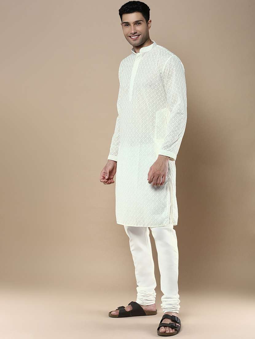 off white cotton kurta pyjama ethnic wear set - 22375485 -  Standard Image - 2