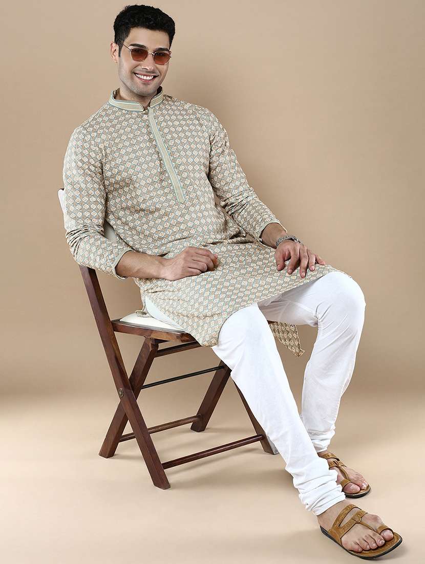 men long sleeve kurta and churidar set - 22375504 -  Standard Image - 2