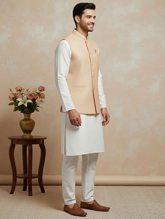 men long sleeve kurta pyjama with nehru jacket  - 22375506 -  Standard Image - 2