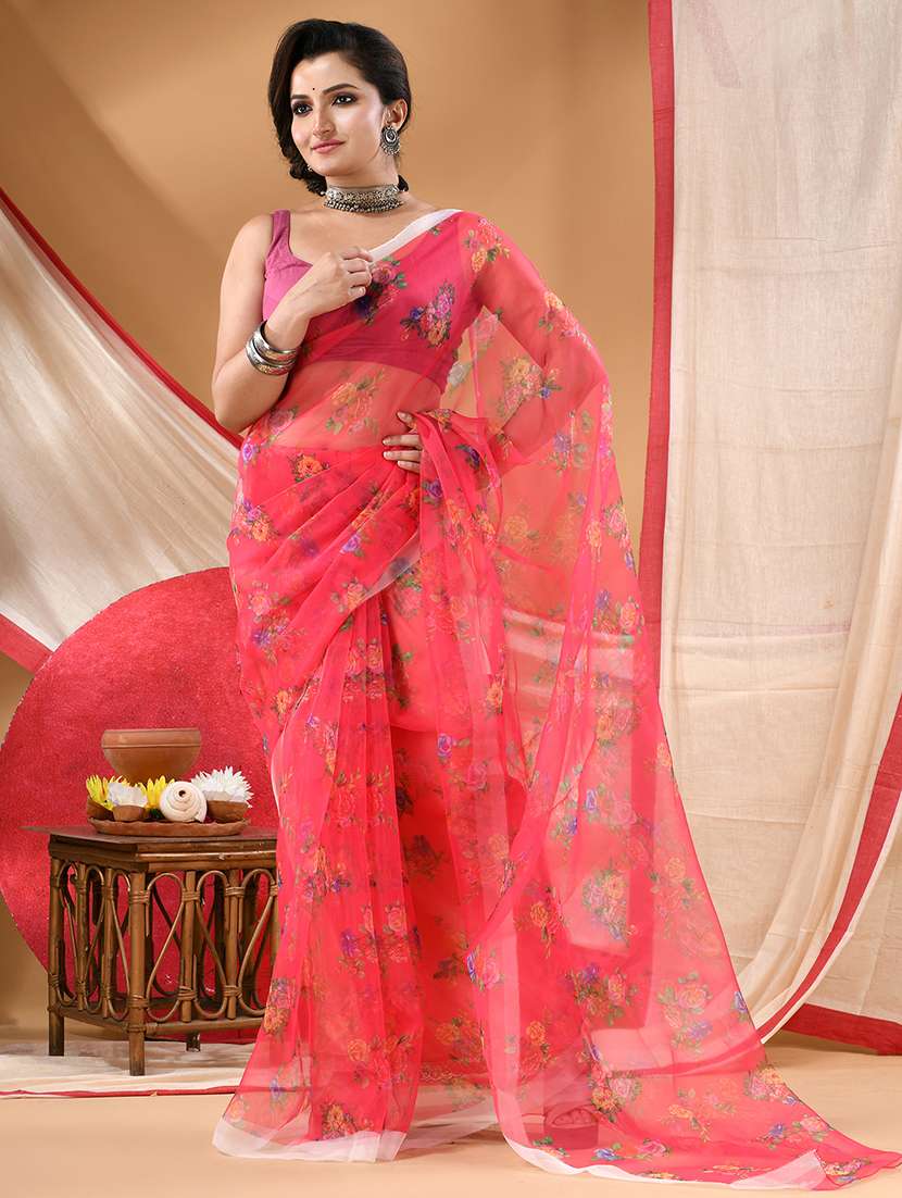 women floral printed saree