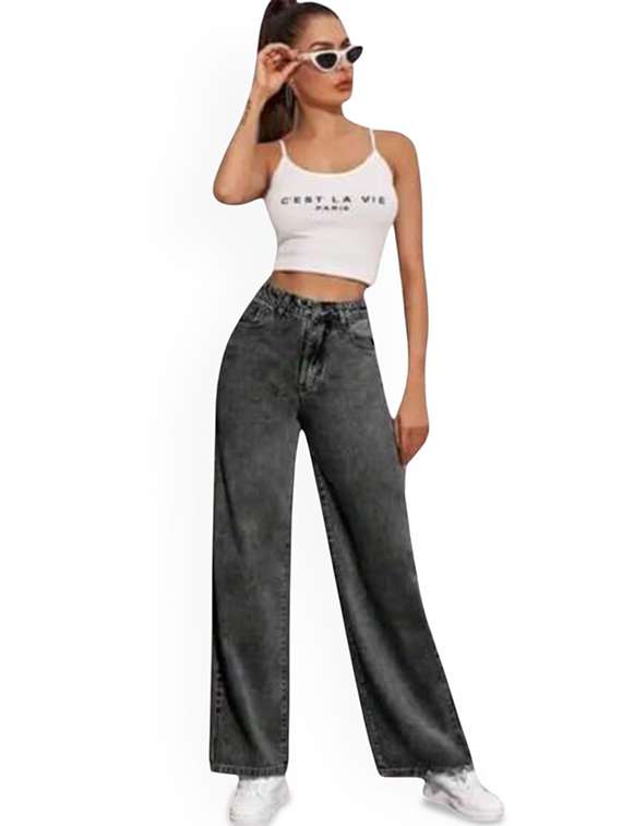 women solid high rise straight jeans - 22376202 -  Standard Image - 2