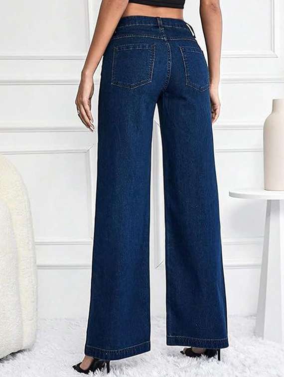 women solid high rise wide leg jeans - 22376203 -  Standard Image - 2