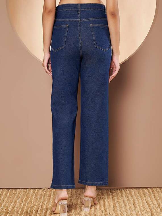 women solid high rise straight jeans - 22376206 -  Standard Image - 2