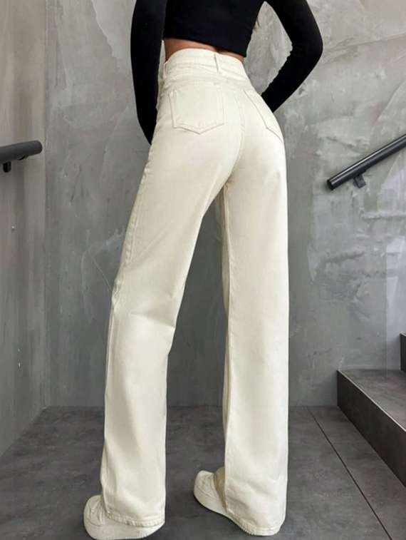 Women Solid High Rise Wide Leg Jeans - 22376221 -  Standard Image - 2